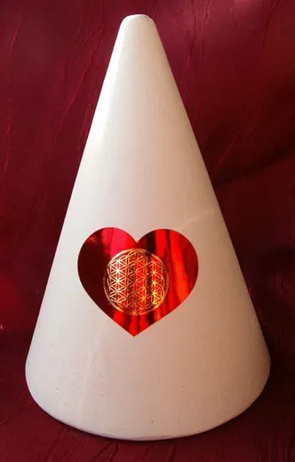 Blume des Lebens auf Energiekegel gross mit Herz