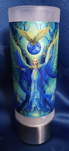 Edles Windlicht Erzengel Raphael Kerze weiss, energetisiert mit der Energie von EE Raphael