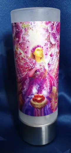 Edles Windlicht Erzengel Chamuel Kerze weiss, energetisiert mit der Energie von EE Chamuel