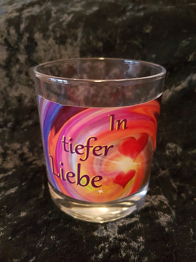 Energetiserte Kerzenhalter im Glas, Sujet "In tiefer Liebe"